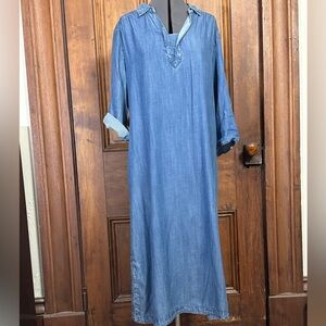 CHICO’S SHIRTDRESS WITH ROLL-UP SLEEVES AND POCKETS ON BOTH SIDES! PERFECT L